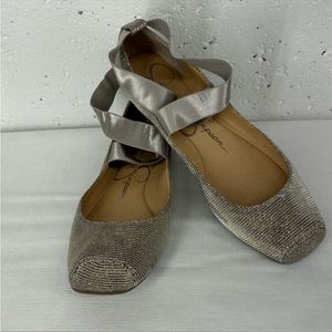 Jessica Simpson size 6.5 Mandalaye Metallic Ballet Flats